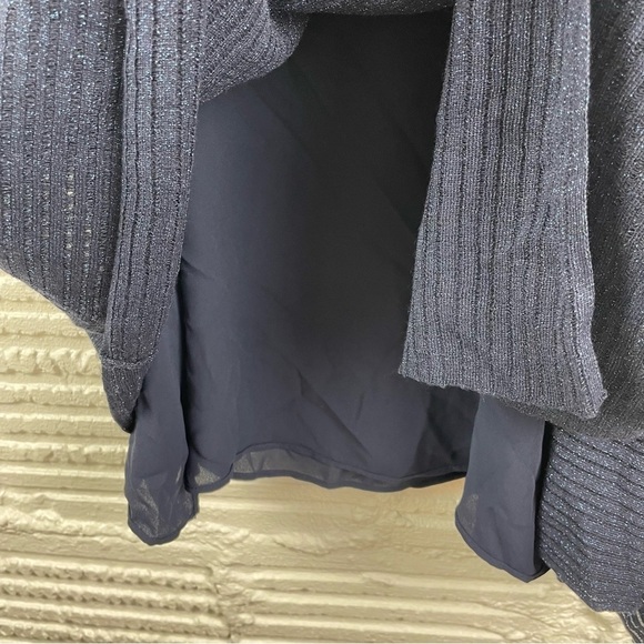 White House Black Market Asymmetric Drape Sleeve Shimmer Sweater Size M - Picture 10 of 16